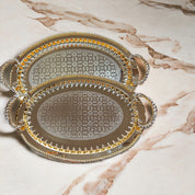 Stainless Steel Gold Oval Shaped Serving Tray Set