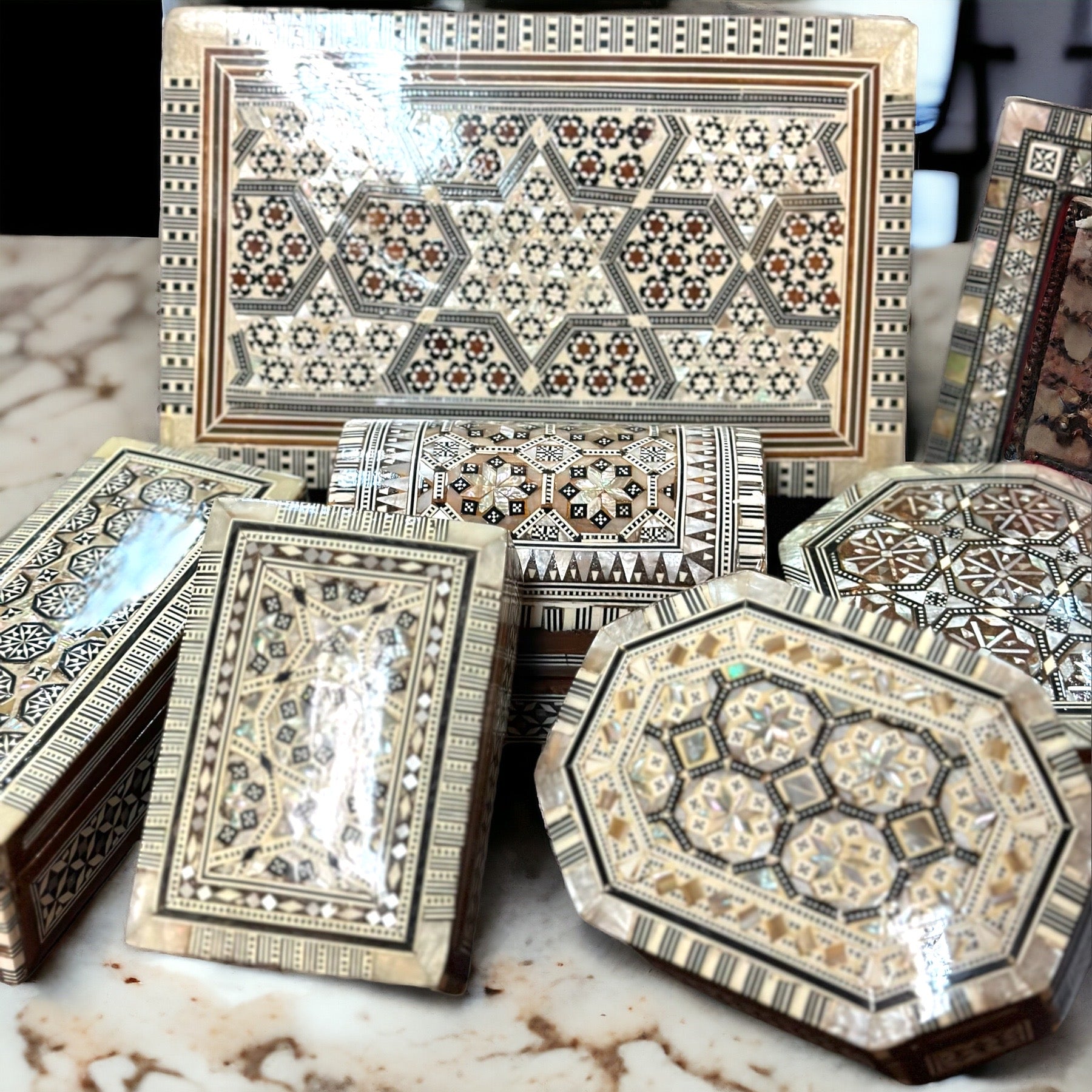 Egyptian Handmade Mother of Pearl Rectangular Inlay Box