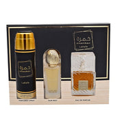 Khamrah Gift Set ( Spray Perfume, Deodorant, Hair Perfume) by Lattafa Perfumes